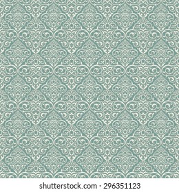 Damask beautiful background with rich, old style, luxury ornamentation, blue fashioned seamless pattern, royal vector wallpaper, floral wrapping paper, swatch fabric for decoration and design
