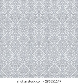 Damask beautiful background with rich, old style, luxury ornamentation, blue fashioned seamless pattern, royal vector wallpaper, floral wrapping paper, swatch fabric for decoration and design