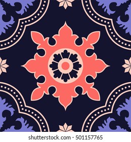Damask beautiful background with rich, old style, luxury ornamentation, blue fashioned seamless pattern, royal vector wallpaper, floral wrapping paper, swatch fabric for decoration and design