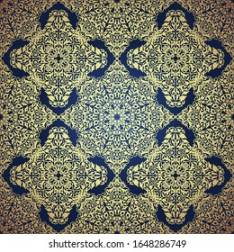 Fondo transparente de color negro y dorado. Un adorno de lujo oriental filipino. Diseño tradicional decorativo en mosaico étnico. Idea para material, tela, textil, papel pintado, papel envuelto. 