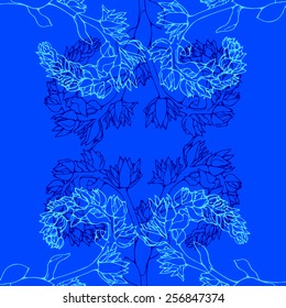 Damask blue background pattern, vector Eps 10 illustration.