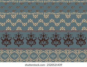 Damask, blue-green and light green background. Exquisite decorative patterns, beautiful patterns