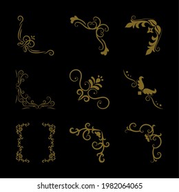 damask borders set on background