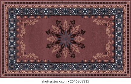 Damask carpet design,Boho rug pattern,Navajo tribal carpet pattern,Native American,motif geometric.Rug design for decor.Rug pattern blanket,woven carpet illustration.Boho geometric,Aztec ethnic decor.