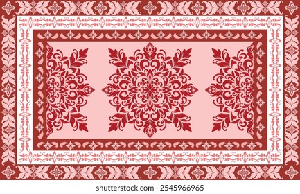 Damask carpet pattern eps file needle red and pink Seamless background, casual pattern, suitable for printing on fabrics, textures, textiles, wallpaper, interior decoration, paper, patchwork