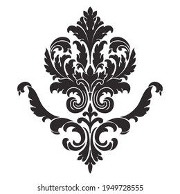 Damask central element isolated. Vector damask illustration.