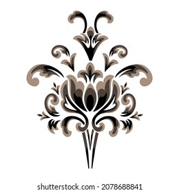 Damask central element isolated. Vector damask illustration.