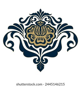 Damask central element isolated. Vector damask illustration.