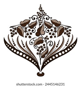 Damask central element isolated. Vector damask illustration.