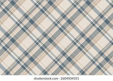Damask check plaid background, madras fabric pattern textile. Sample tartan seamless vector texture in light and grey colors palette.