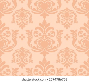 Damask classic seamless pattern with old rose abstract floral, vector illustration elegant for textile design, wall paper, bedding, curtain, cushion, decoration, interior, vintage, luxury design