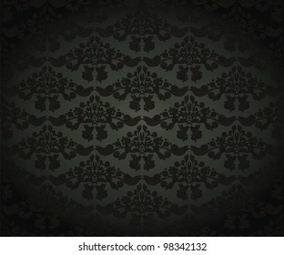 Damask Dark Floral Wallpaper