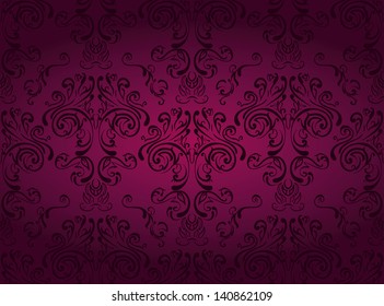 Damask dark stylish floral wallpaper