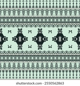 Padrão de decoração Damask - cores de tema preto e verde. Vetor Illustration Digital file Baixar para impressão, imprimível, papel de parede, fundo, tapete, tapete e muitos projetos.