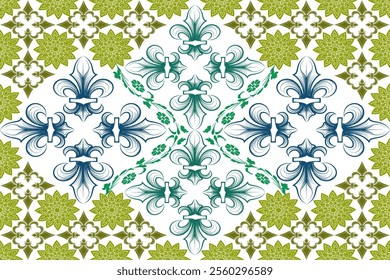 
Damask Design cultural patterns  batik fabric, tablecloths, bed sheets, ethnic, Indian motives. The Alap is suitable for fabric and wallpaper.
