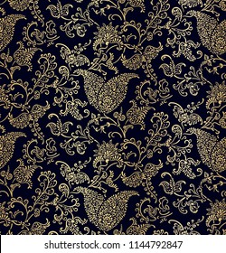 damask design luxury vector seamless pattern flowery gold