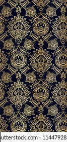 damask design luxury vector seamless pattern flowery gold