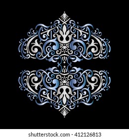 damask design silver blue