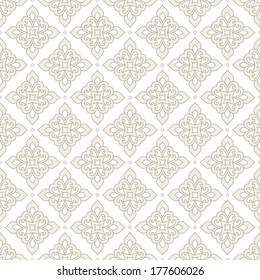 Damask elegant light wallpaper.Seamless vector background. White, gray texture.