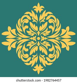Elemento Damask de estilo clásico sobre fondo blanco. Plantilla real. Vector de silueta. Patrón vectorial. Elemento de damasco real para el diseño de impresión. Ilustración del vector