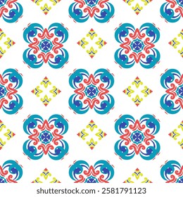 Damask ethnic boho seamless pattern. Traditional ornament. Tribal pattern. Folk motif. Design for wallpaper, textiles, sarees, pottery, spanish tiles , Turkish tiles, and background