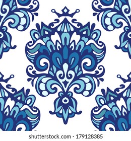 Damask ethnic floral pattern vector
