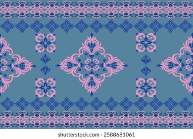 Damask fabric pattern is a design that features intricate and complex motifs, often with a smooth surface created by weaving techniques that give it a sharp and dimensional appearance. The pattern usu