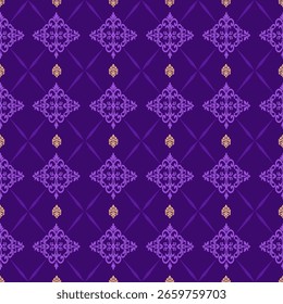 Damast Stoff Nahtloses Muster Vektor mit violettem Ton