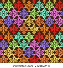 Damask Fabric textile seamless pattern Luxury decorative  Ornamental vintage decoration element black on white Background. Square style