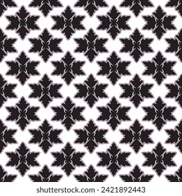 Damask Fabric textile seamless pattern Luxury decorative  Ornamental vintage decoration element black on white Background. Square style