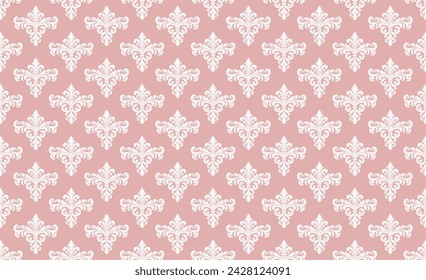 Damask Fabric textile seamless pattern background Luxury decorative Ornamental floral vintage style. Curtain, carpet, wallpaper, clothing, wrapping, textile