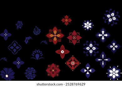 Damask flora  seamless pattern,art in damask style design for printed wrapping,cover ,curtain,wallpaper,fabric,clothing,and decoration home isolated in black background illustration find vector.