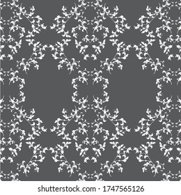 Damask floral design element. Black and white. Graphic ornament royal wallpaper vector background.