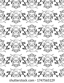 Elemento de diseño floral Damask. Blanco y negro. Fondo vectorial de fondo de fondo de papel pintado real de adorno gráfico.