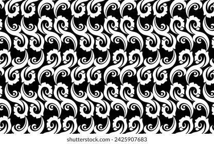 Elemento de diseño floral damasco. Blanco y negro. Fondo de vector de papel pintado real de adorno gráfico.