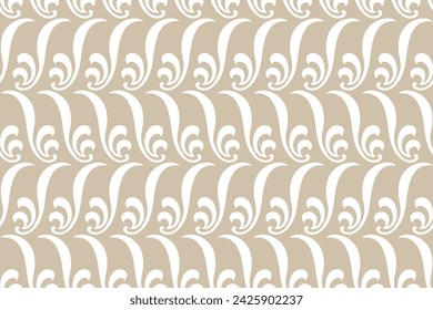 Damask floral design element. Gold and white. Graphic ornament royal wallpaper vector background.