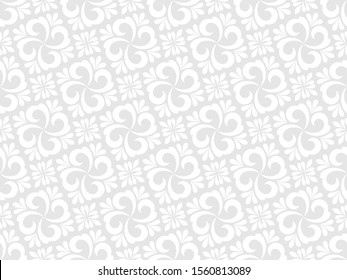 Damask floral design element. Gray and white. Graphic ornament royal wallpaper vector background.