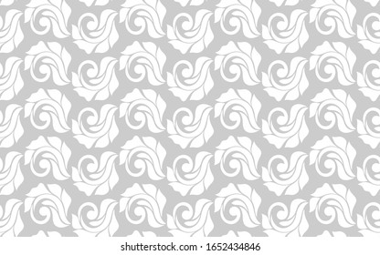 Elemento de diseño floral del amortiguador. Gris y blanco. Fondo vectorial de papel pintado real.