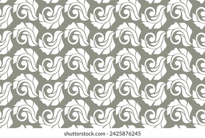 Damask floral design element. Green and white. Graphic ornament royal wallpaper vector background.