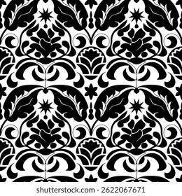 Damast florales Gestaltungselement, handgezeichnet dekorativ Nahtloses Blumenmuster, abstrakter Hintergrund	