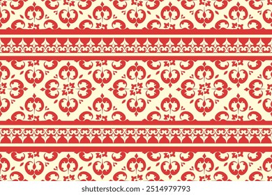 Patrones de tela floral de damasco para Cross Stitch, alfombras y tela con color rojo y amarillo