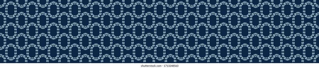 Moto floral sashiko del amortiguador patrón de borde de punto. Fondo vectorial sin fisuras japonés. Efecto de línea dibujada a mano para el revestimiento textil. Decoración clásica japonesa de bordado, guarnecido asiático kimono de cinta.