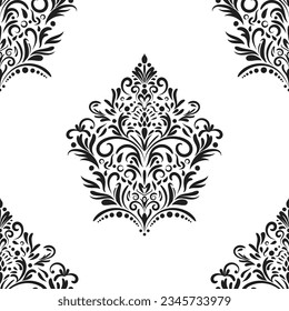 Damask floral motif tile pattern. Luxury tile isolated element.