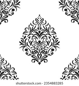 Damask floral motif tile pattern. Luxury tile isolated element.