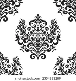 Damask floral motif tile pattern. Luxury tile isolated element.