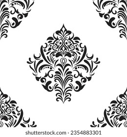Damask floral motif tile pattern. Luxury tile isolated element.