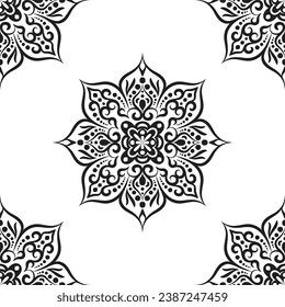 Damask floral motif tile pattern. Luxury tile isolated element.