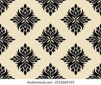 Damasco floral paisley bordado preto amarelo .Ikat étnico oriental padrão sem costura tradicional.estilo asteca vetor abstrato illustration.design para textura, tecido, roupas, envoltório, decoração.