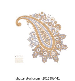Patrón de vectores aislado de Damask Floral Paisley