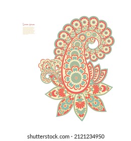 Patrón de vectores aislado de Damask Floral Paisley